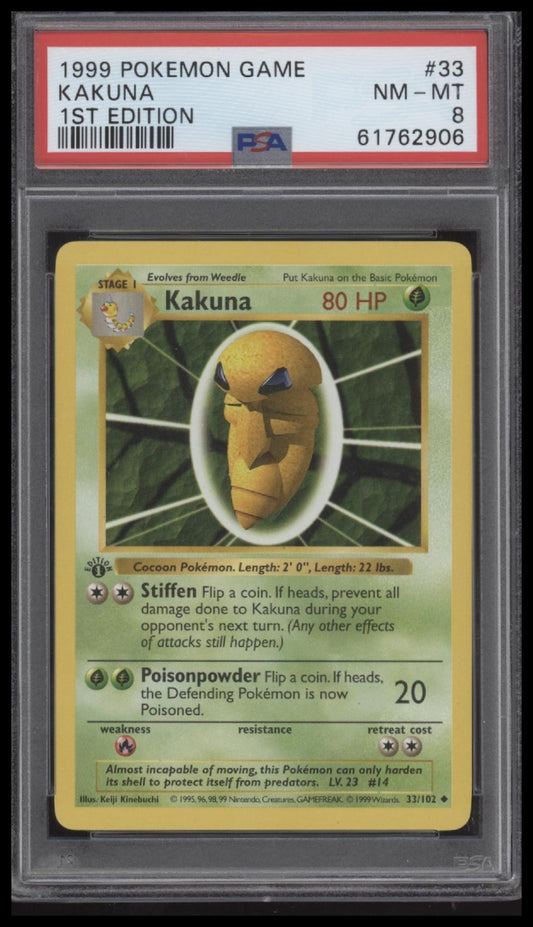 Kakuna 1999 Pokemon Game #33 1st Edition PSA 8