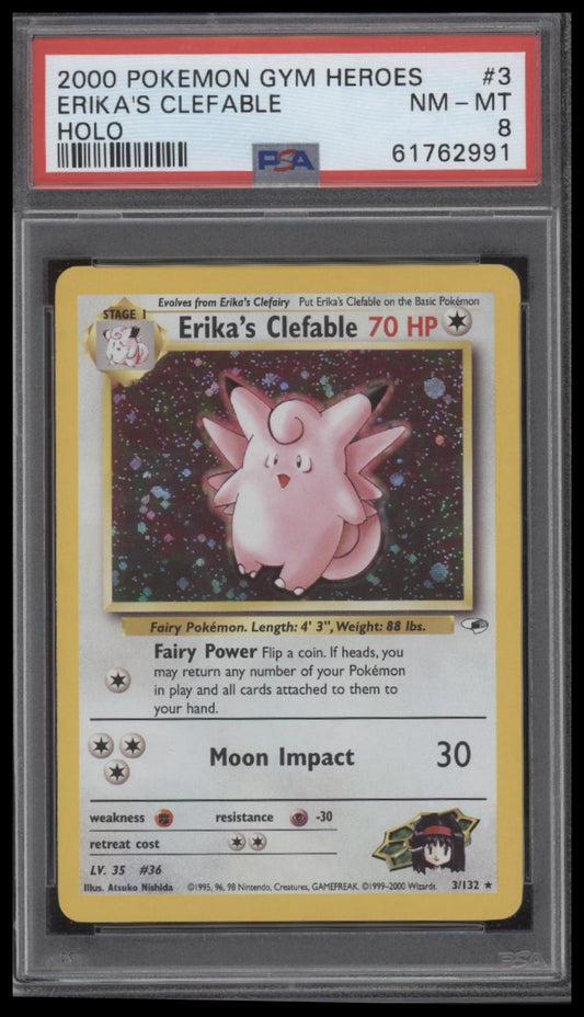 Erika'S Clefable 2000 Pokemon Gym Heroes #3 Holo PSA 8