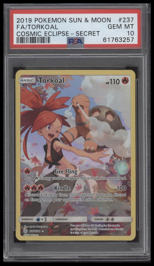 Fa/Torkoal 2019 Pokemon Sun & Moon Cosmic Eclipse #237 -Secret PSA 10
