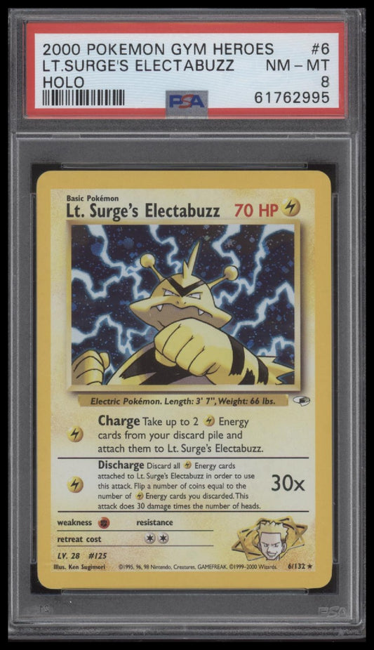 Lt.Surge'S Electabuzz 2000 Pokemon Gym Heroes #6 Holo PSA 8