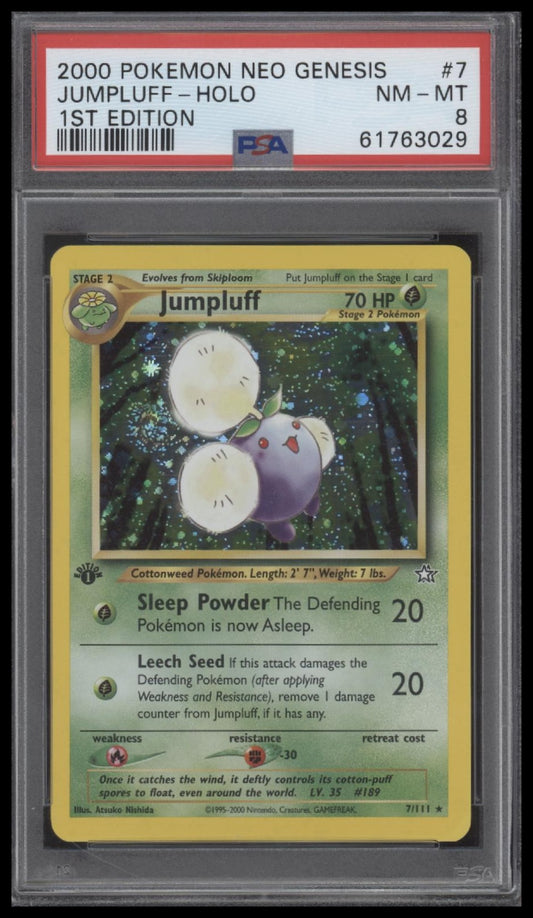 Jumpluff-Holo 2000 Pokemon Neo Genesis 1st Edition #7 1st Edition PSA 8