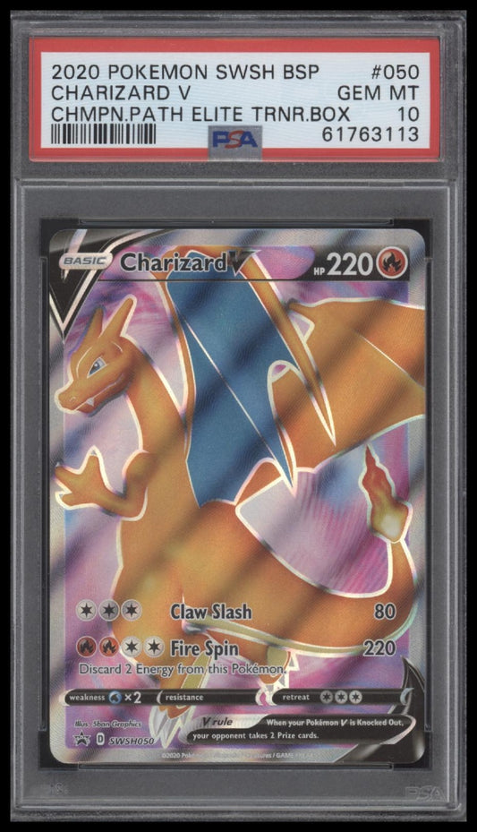 Charizard V 2020 Black Star Promo #050 Chmpn.Path Elite Trnr.Box PSA 10