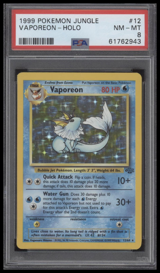 Vaporeon-Holo 1999 Pokemon Jungle #12 PSA 8
