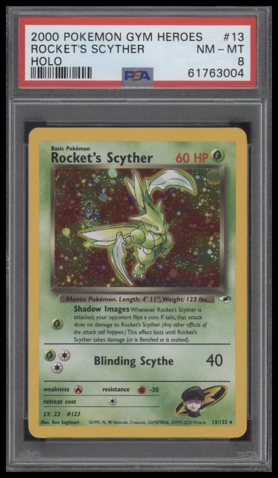 Rocket'S Scyther 2000 Pokemon Gym Heroes #13 Holo PSA 8