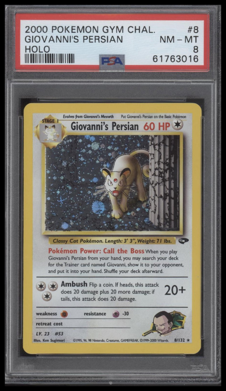 Giovanni'S Persian 2000 Pokemon Gym Challenge #8 Holo PSA 8