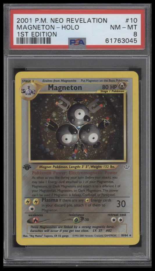 Magneton-Holo 2001 Pokemon Neo Revelation 1st Edition #10 1st Edition PSA 8