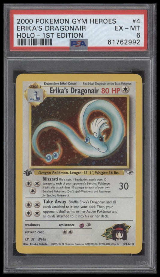 Erika'S Dragonair 2000 Pokemon Gym Heroes #4 Holo-1st Edition PSA 6
