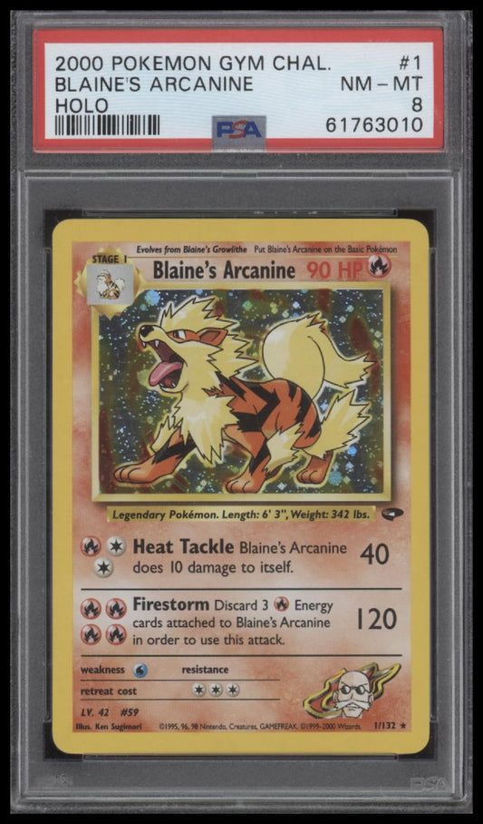 Blaine'S Arcanine 2000 Pokemon Gym Challenge #1 Holo PSA 8