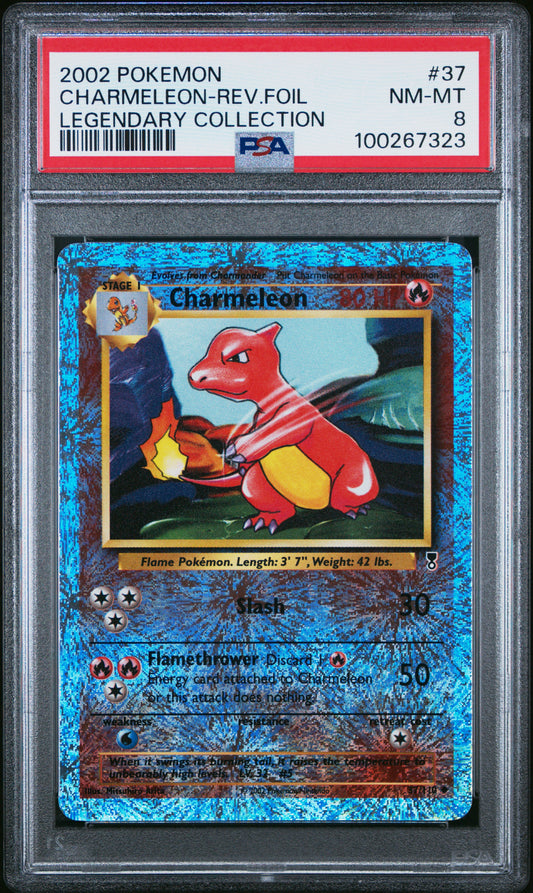 Charmeleon-Rev.Foil 2002 Pokemon Legendary Collection #37 PSA 8