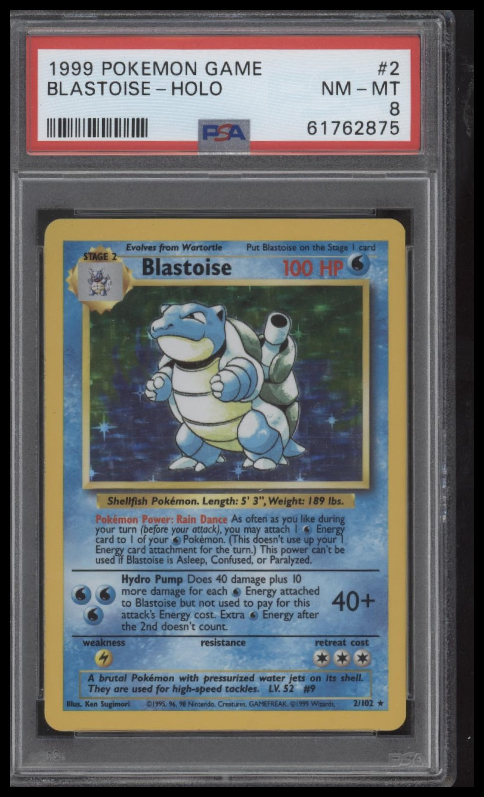 Blastoise-Holo 1999 Pokemon Game #2 PSA 8