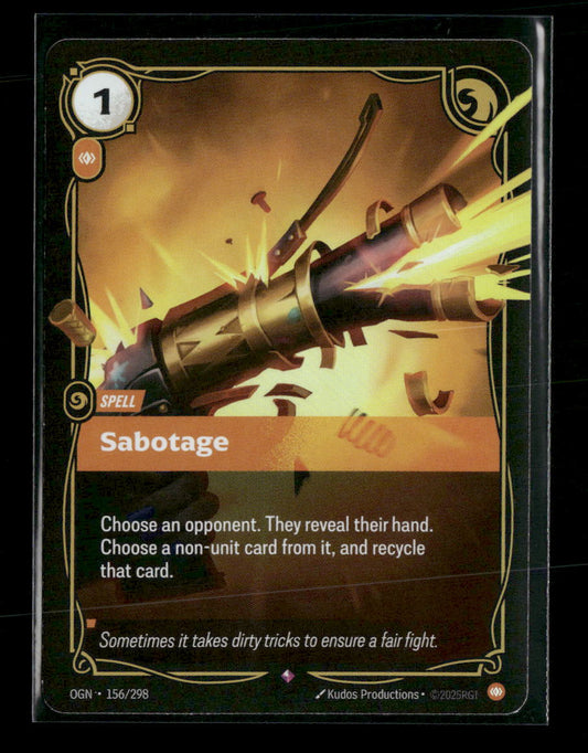 Sabotage #156/298 Foil Rare - Riftbound Origins