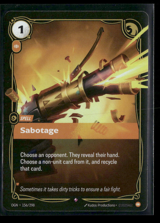 Sabotage #156/298 Foil Rare - Riftbound Origins