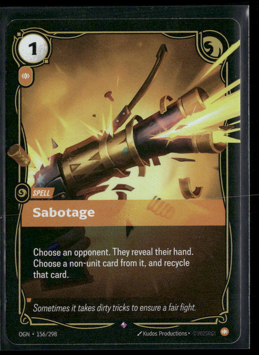 Sabotage #156/298 Foil Rare - Riftbound Origins