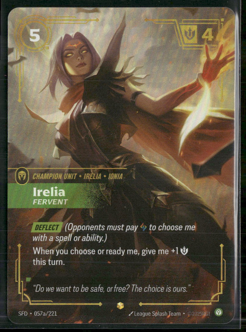 Irelia (Fervent) #057a/221 Legendary - Riftbound Spiritforged