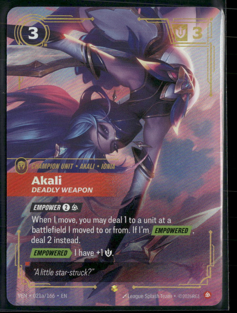 Akali - Deadly Weapon #021a/166 Rare - Riftbound