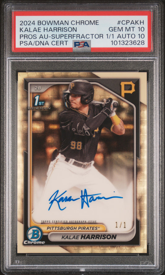 Kalae Harrison 2024 Bowman Chrome Prospect Auto Superfractor 1/1 PSA 10/10