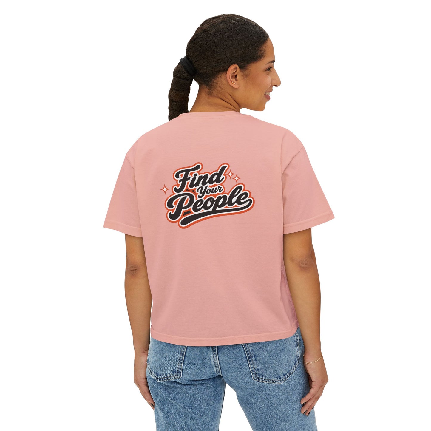 Find Your People Boxy Tee — Women's Casual Retro Script T-Shirt