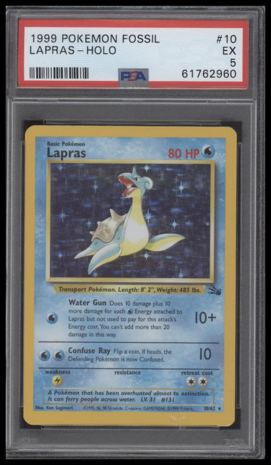 Lapras-Holo 1999 Pokemon Fossil #10 PSA 5
