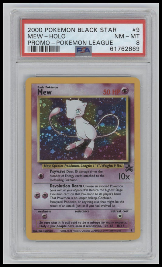Mew-Holo 2000 Pokemon Promo Black Star #9 Promo-Pokemon League PSA 8