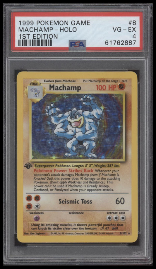 Machamp-Holo 1999 Pokemon Game #8 1st Edition PSA 4