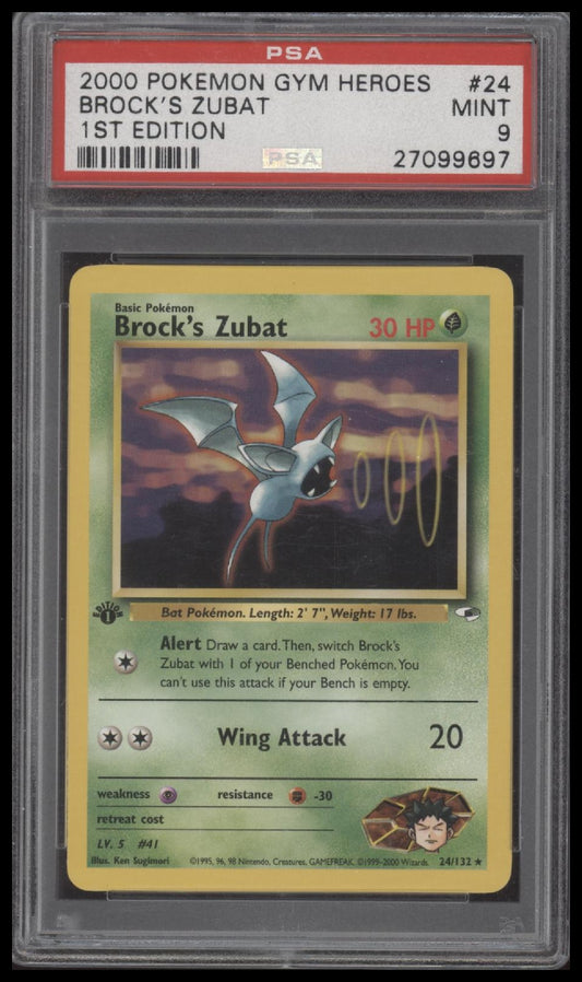Brock'S Zubat 2000 Pokemon Gym Heroes #24 1st Edition PSA 9