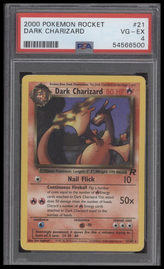 Dark Charizard 2000 Pokemon Rocket #21 PSA 4