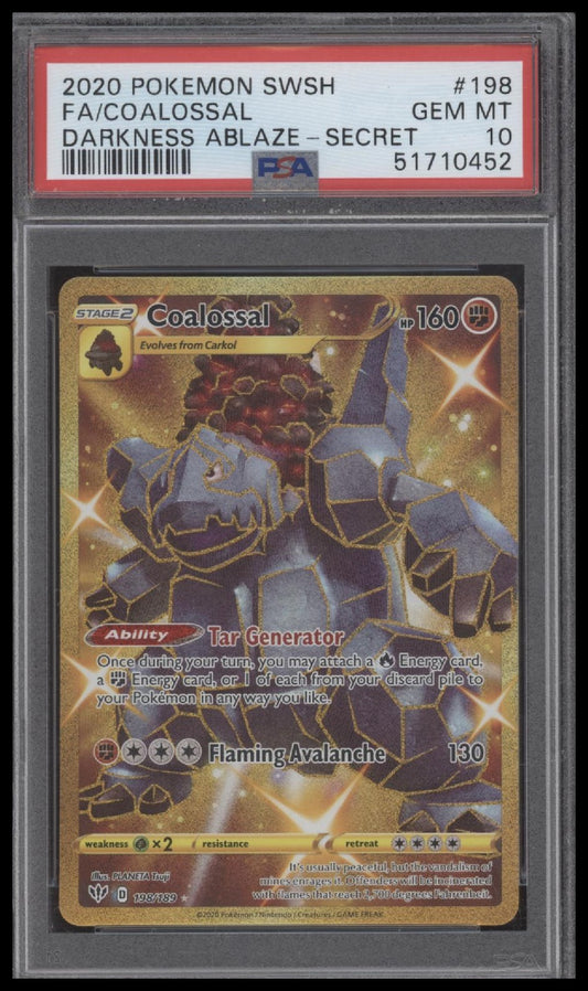 Fa/Coalossal 2020 Pokemon Sword & Shield Darkness Ablaze #198 PSA 10