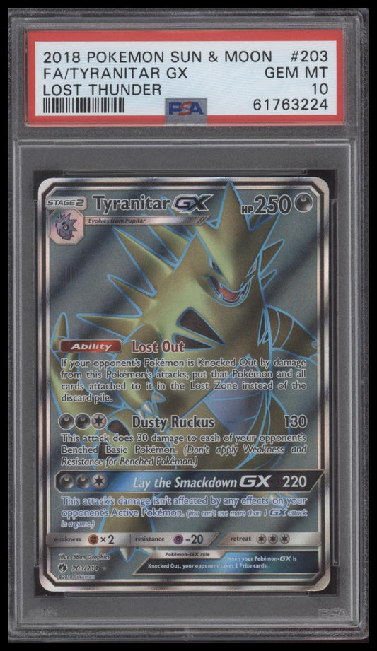 Fa/Tyranitar Gx 2018 Pokemon Sun & Moon Lost Thunder #203 Lost Thunder PSA 10