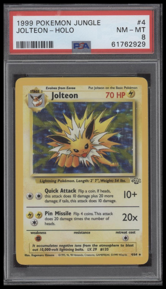 Jolteon-Holo 1999 Pokemon Jungle #4 PSA 8