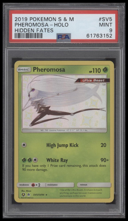 Pheromosa-Holo 2019 Pokemon Sun & Moon Hidden Fates #SV5 Hidden Fates PSA 9