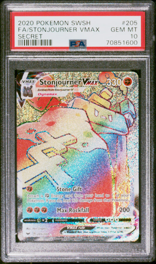 Fa/Stonjourner Vmax 2020 Pokemon Sword & Shield #205 Secret PSA 10