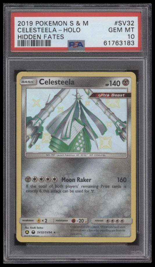 Celesteela-Holo 2019 Pokemon Sun & Moon Hidden Fates #SV32 Hidden Fates PSA 10