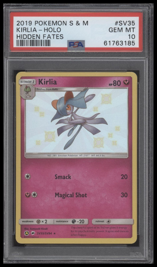 Kirlia-Holo 2019 Pokemon Sun & Moon Hidden Fates #SV35 Hidden Fates PSA 10
