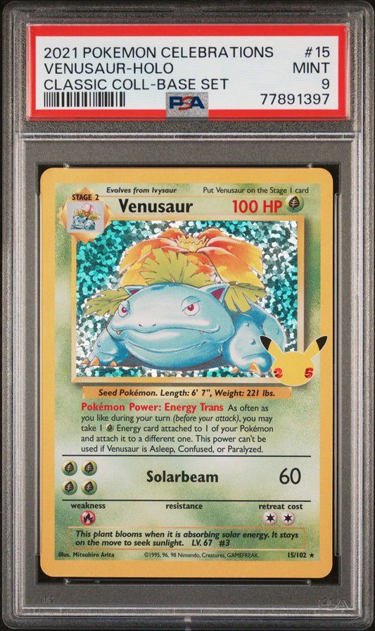 Venusaur-Holo 2021 Pokemon Celebrations Classic Collection #15 PSA 9