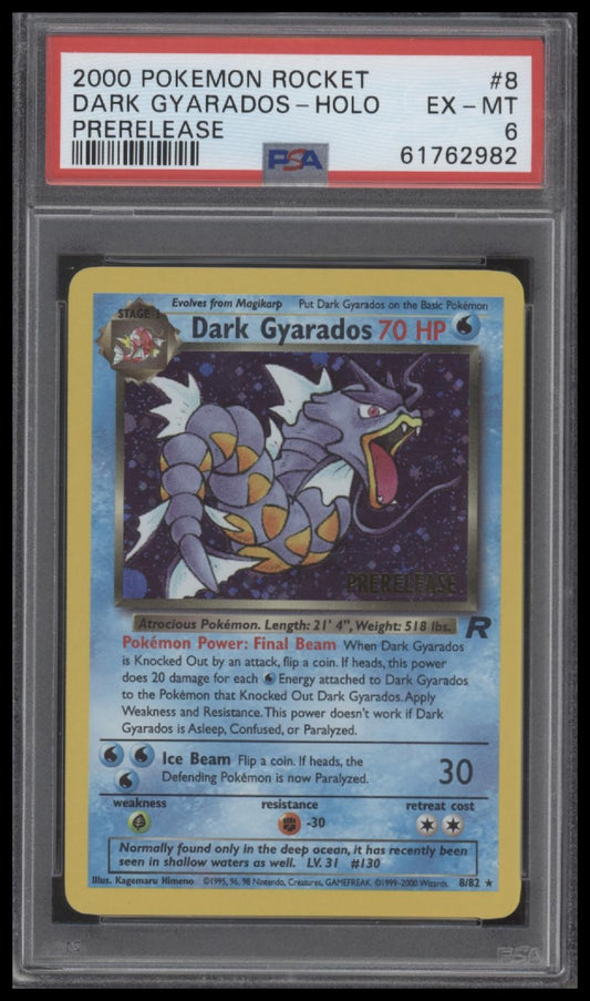 Dark Gyarados-Holo 2000 Pokemon Rocket #8 Prerelease PSA 6