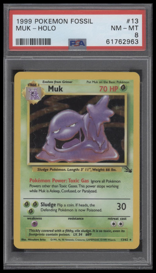 Muk-Holo 1999 Pokemon Fossil #13 PSA 8