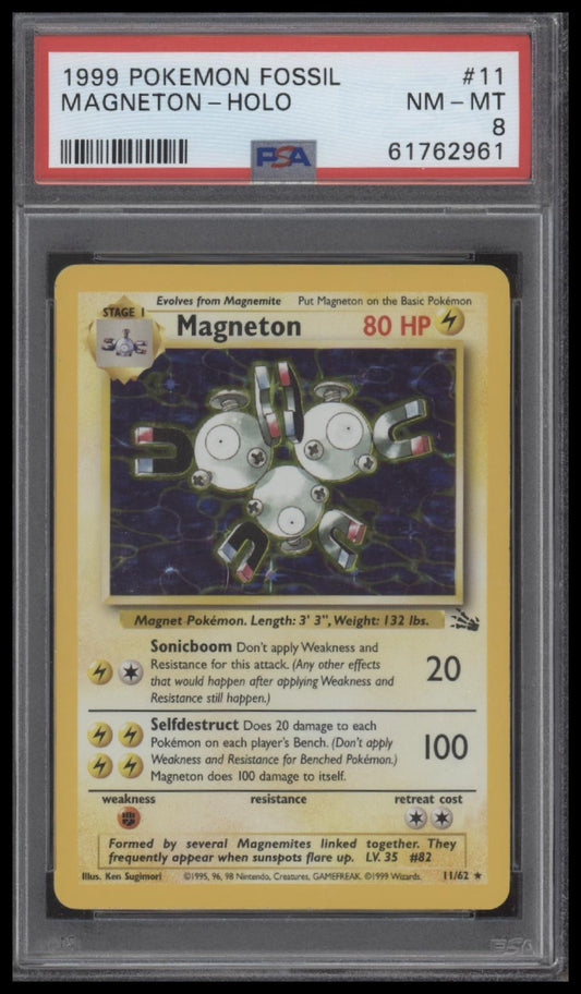 Magneton-Holo 1999 Pokemon Fossil #11 PSA 8