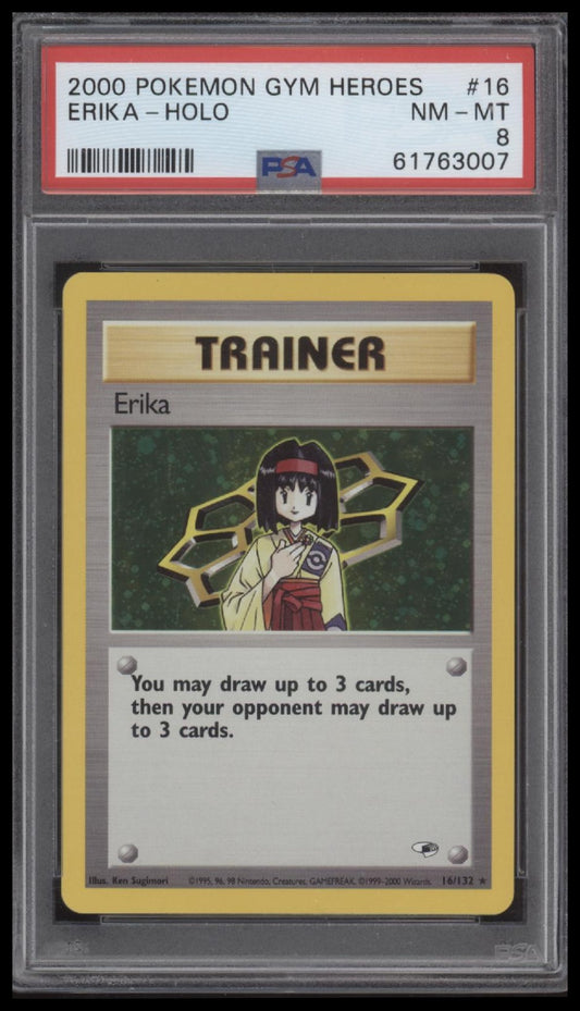 Erika-Holo 2000 Pokemon Gym Heroes #16 PSA 8