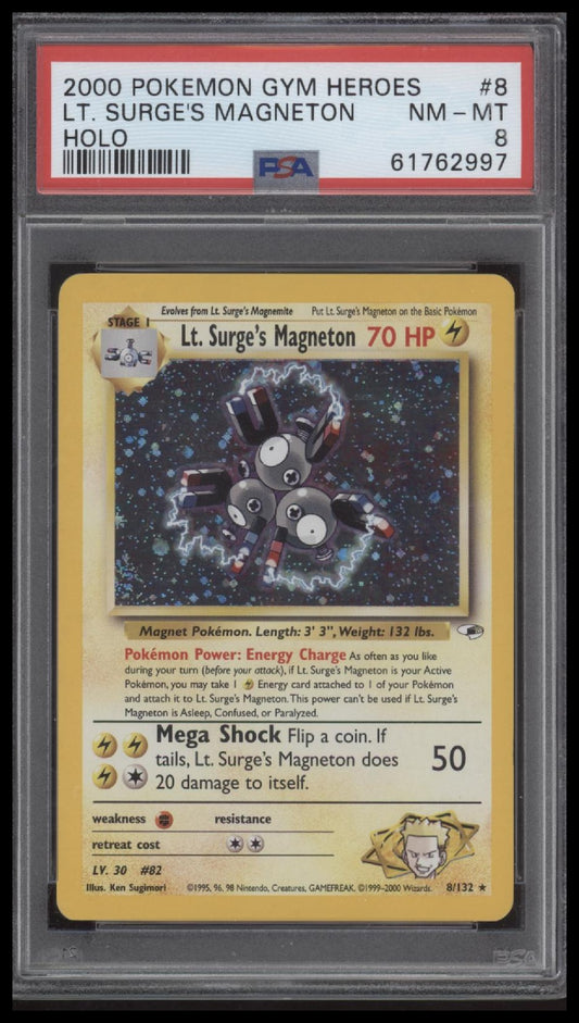 Lt. Surge'S Magneton 2000 Pokemon Gym Heroes #8 Holo PSA 8
