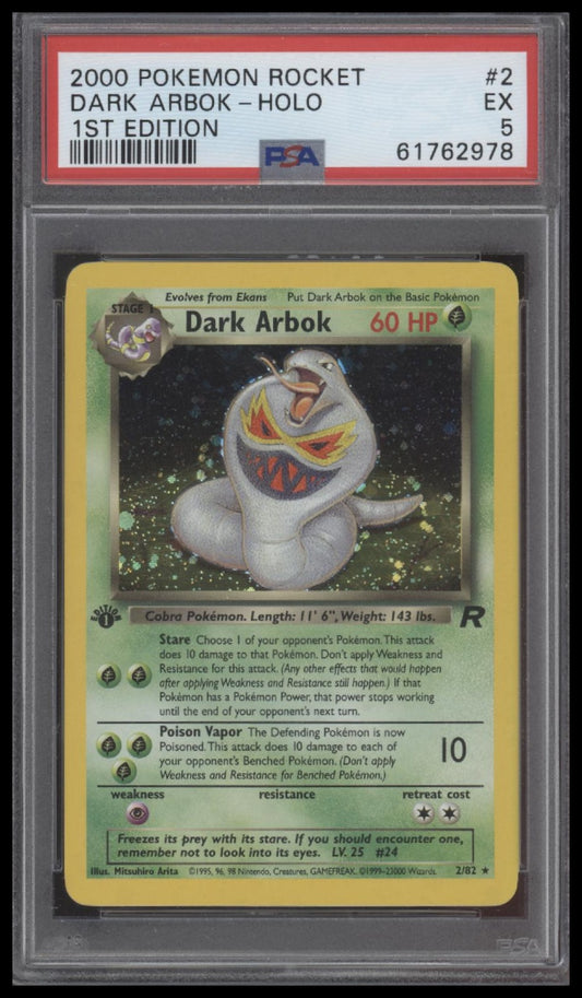 Dark Arbok-Holo 2000 Pokemon Rocket #2 1st Edition PSA 5