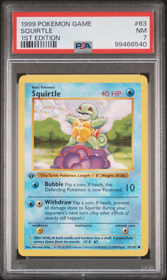 Squirtle 1999 Pokemon Game #63 1st Edition PSA 7