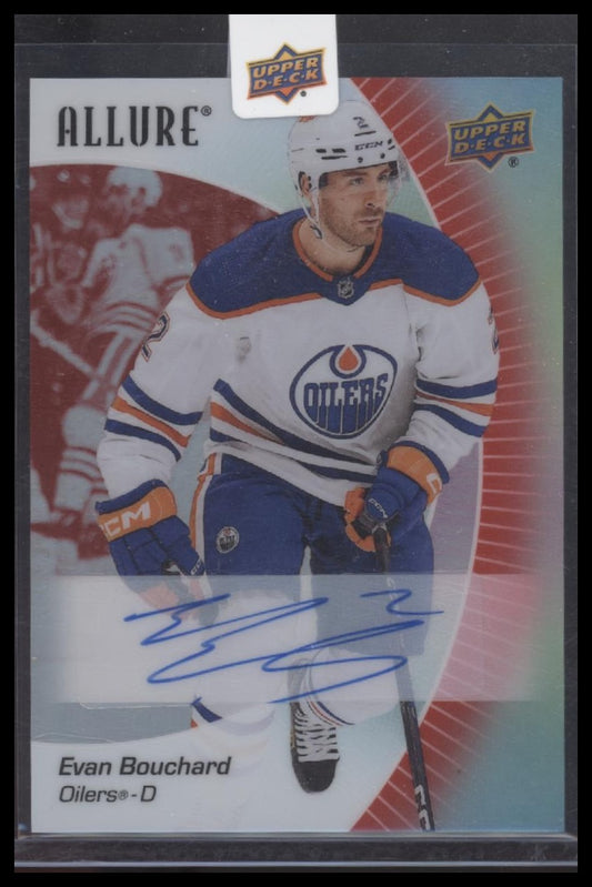 Evan Bouchard 2023-24 Upper Deck Allure #47 Autographs Red Rainbow