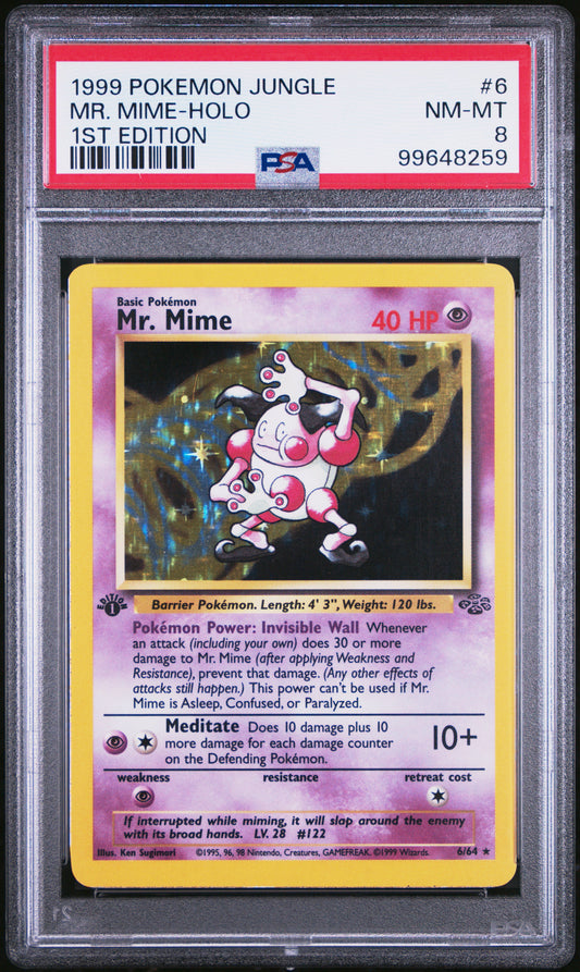 Mr. Mime-Holo 1999 Pokemon Jungle #6 1st Edition PSA 8