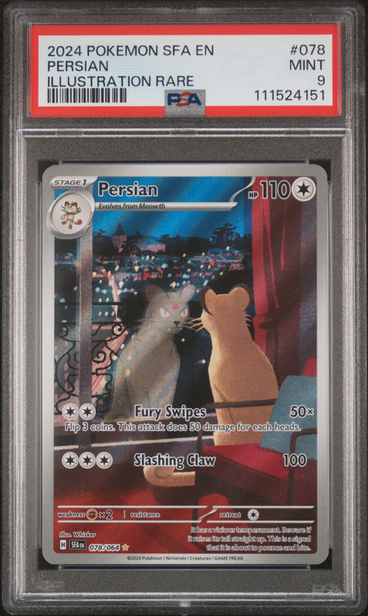 Persian 2024 Pokemon Sfa En-Shrouded Fable #078 Illustration Rare PSA 9