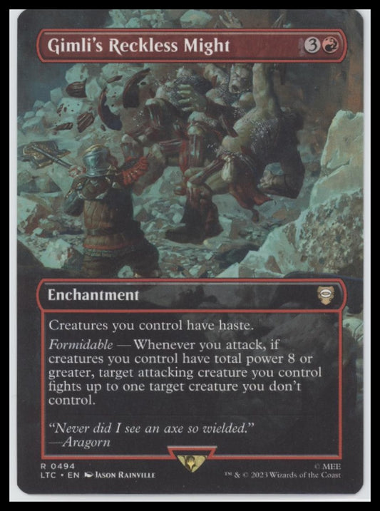 Gimli's Reckless Might (Borderless) Commander #494 - Front