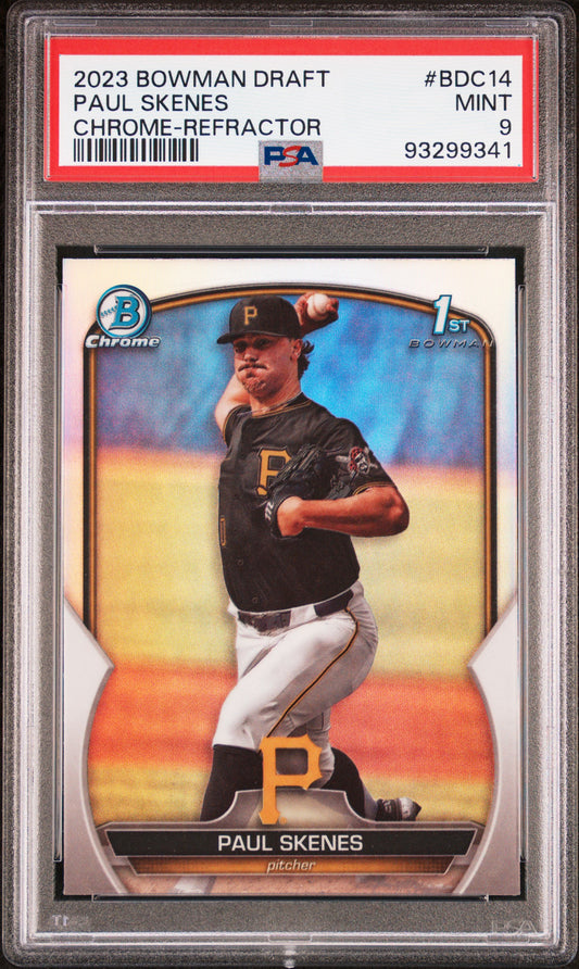 Paul Skenes 2023 Bowman Draft #BDC14 Chrome-Refractor PSA 9 - Front