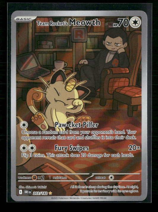 Team Rocket's Meowth SV10: Destined Rivals #203/182 - Front