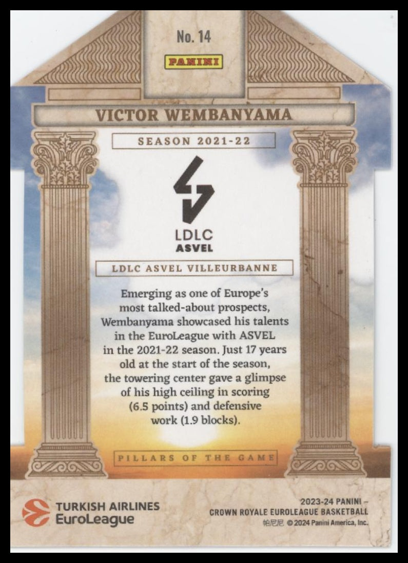Victor Wembanyama 2023-24 Crown Royale Euroleague #14 Pillars of the Game #/49 - Back