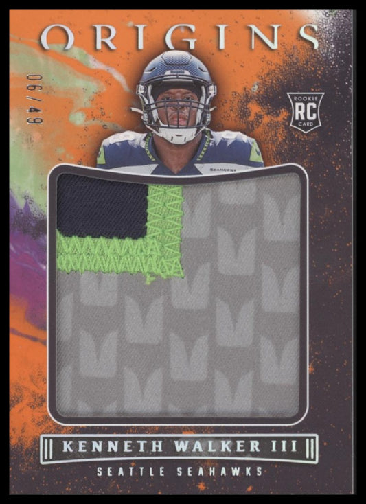 Kenneth Walker III 2022 Panini Origins #JUM-KWA Rookie Jumbo Jerseys Orange #/49 - Front
