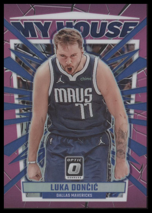 Luka Doncic 2023-24 Donruss Optic #1 My House Pink #/25 - Front